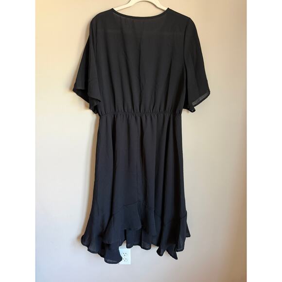 Black Whimsygoth Fairy Midi Dress | Flowy Batwing Sleeves | Witchy Romantic | XL - Picture 5 of 8